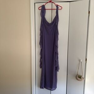 Chic Lavender Maxi Dress with Ruffle Detail